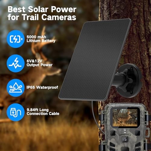 Trail Camera Solar Panel, Trail Camera Solar Panel with Built-in 5000mAh Large