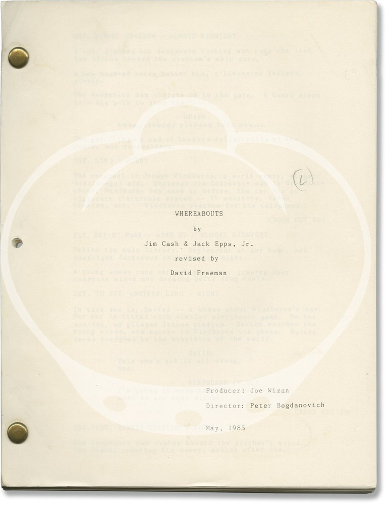 Peter Bogdanovich WHEREABOUTS Four original screenplays for an #153941