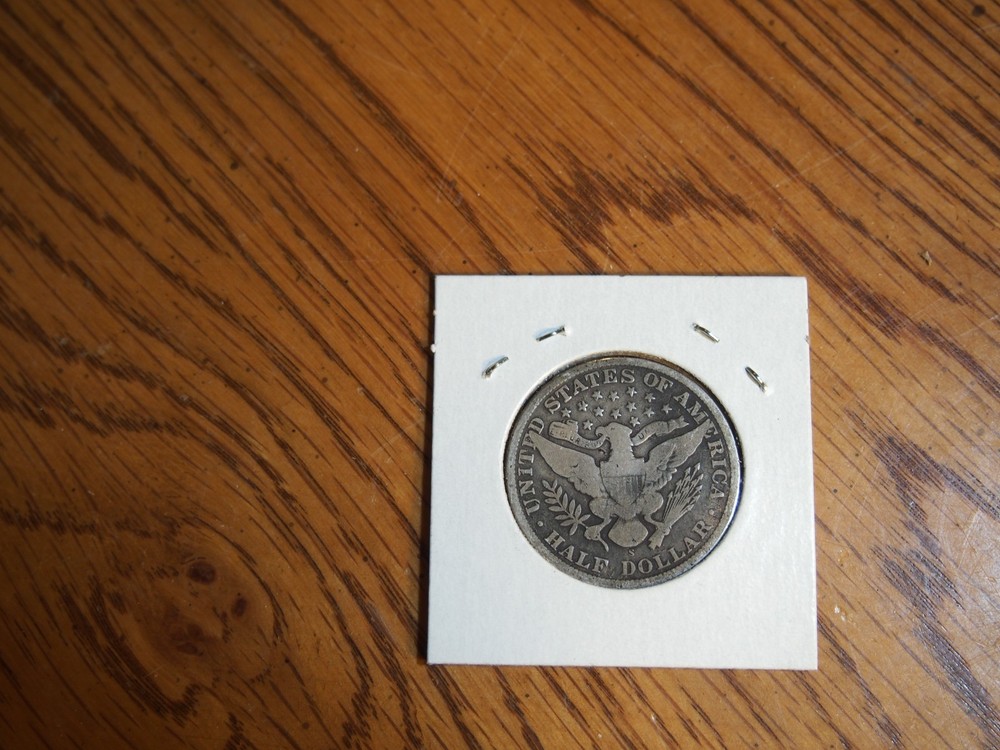 `1908 S Barber Half, good + condition, 90 % silver