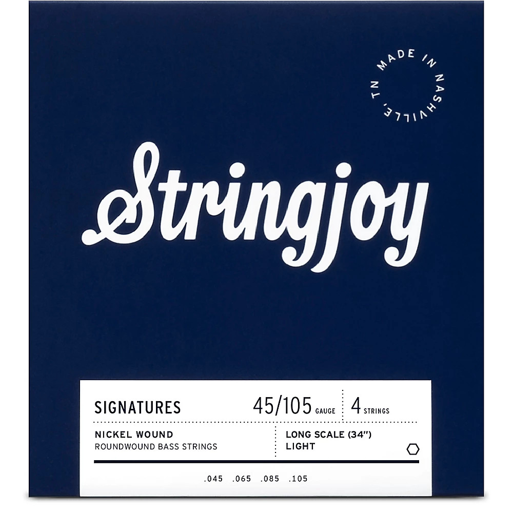 Stringjoy 4 String Long Scale Nickel Wound Bass Guitar Strings 45 - 105