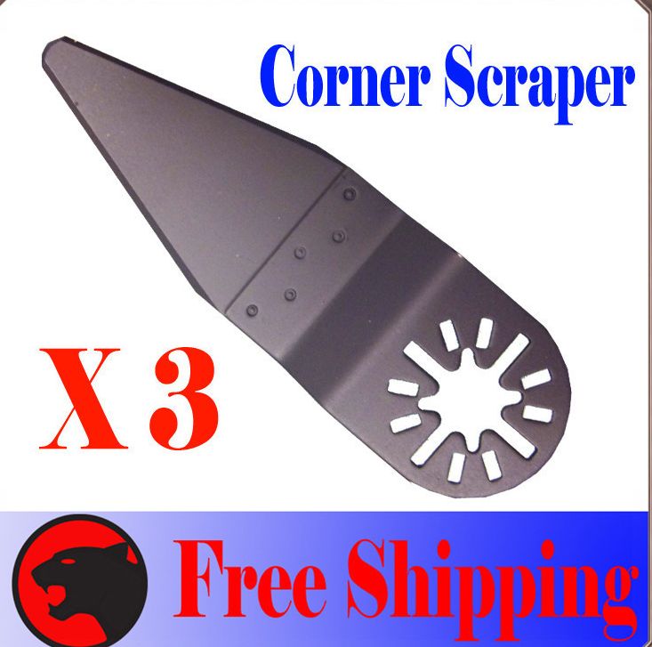 3 x  Corner Scraper Oscillating Multi Tool Blade For glue remove