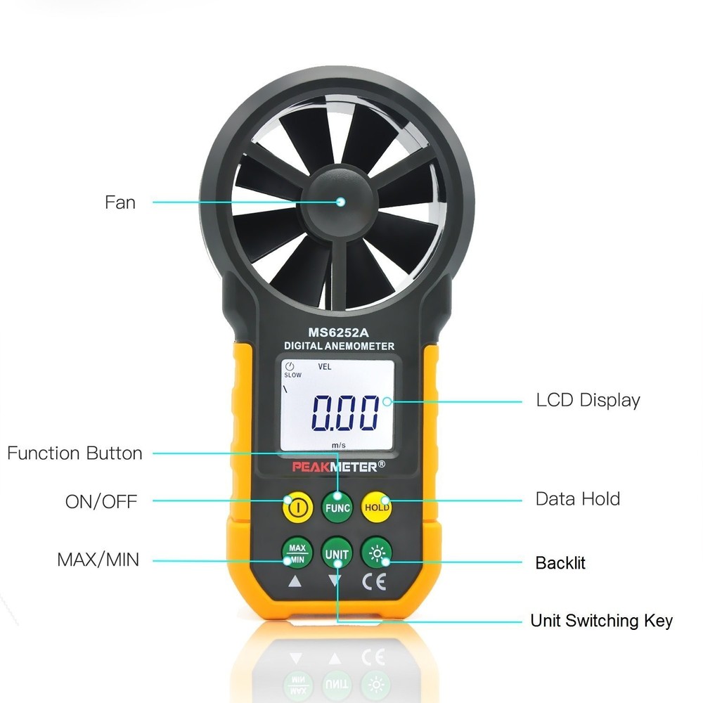 ViewTool MS6252A Multifunction Digital Anemometer Handheld LCD Electronic Wind S