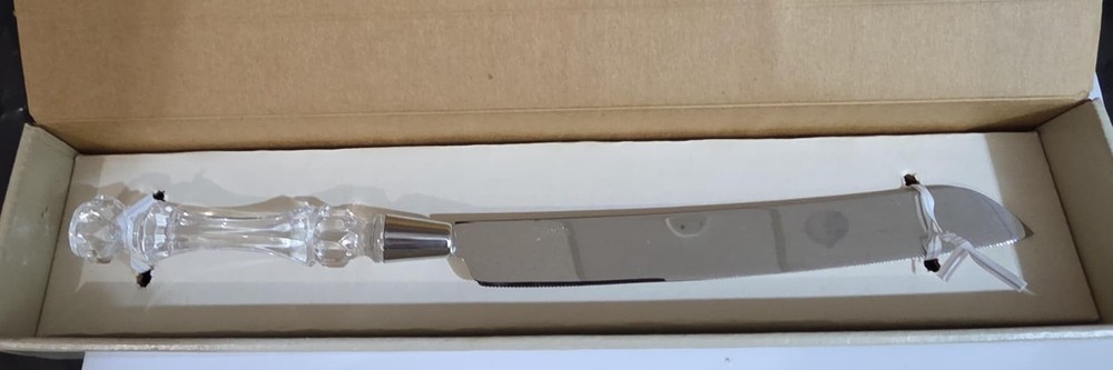 FOSTORIA HOSTESS CAKE KNIFE LEAD CRYSTAL HANDLE