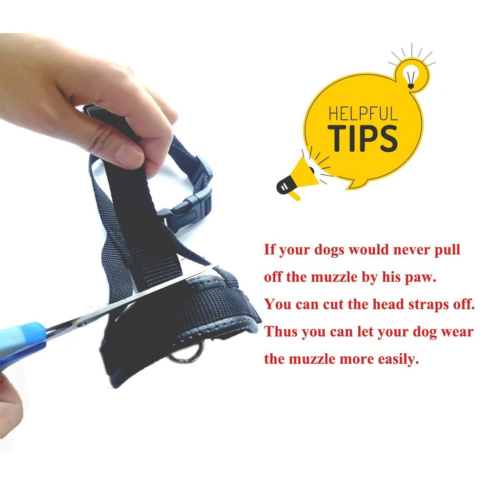 Head Strap Dog Muzzle Prevent from Taking Off by Paws for Small,Medium and La...