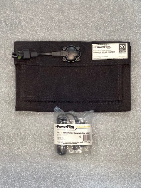 20 Watt Foldable Solar Panel, Mil-Spec, Black, with Cig Socket Adapter