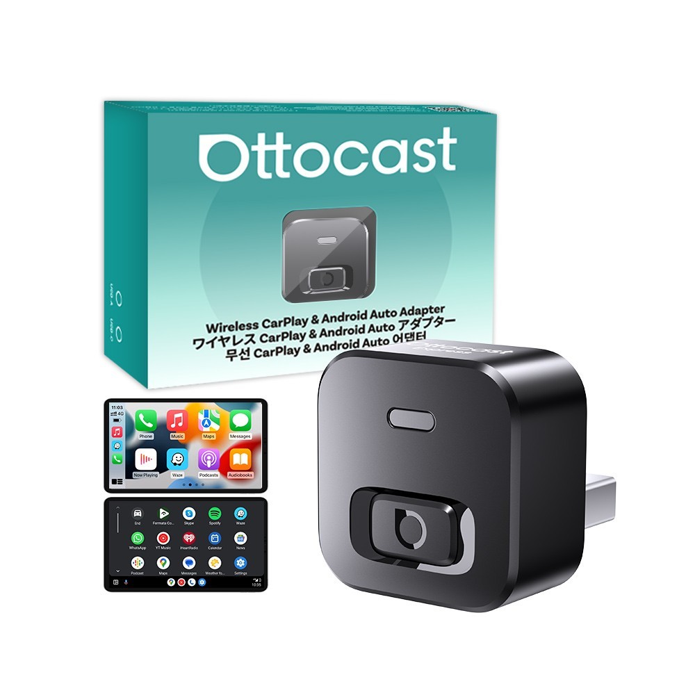 Ottocast Mini Dot Wireless CarPlay/Android Auto Adapter Dongle USB Plug & Play