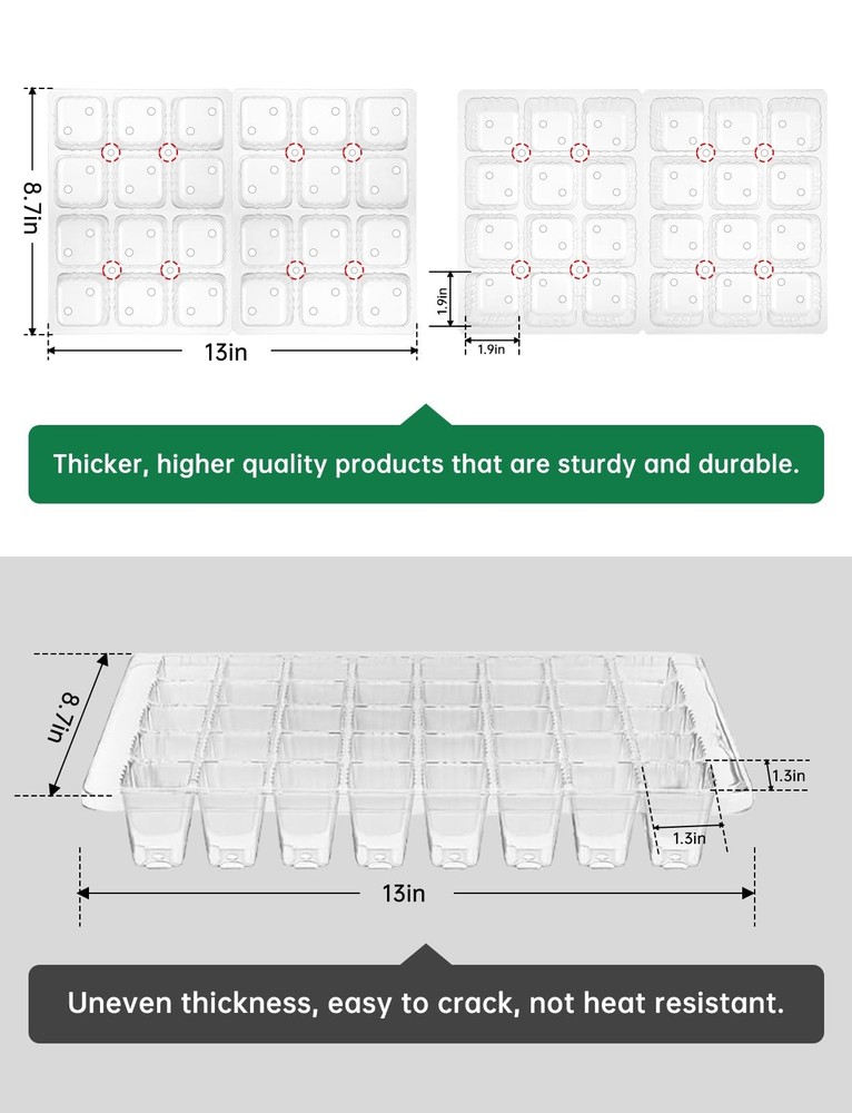 2 Packs Large Seed Starter Tray, Adjustable Brightness and Timer with 48 Full...