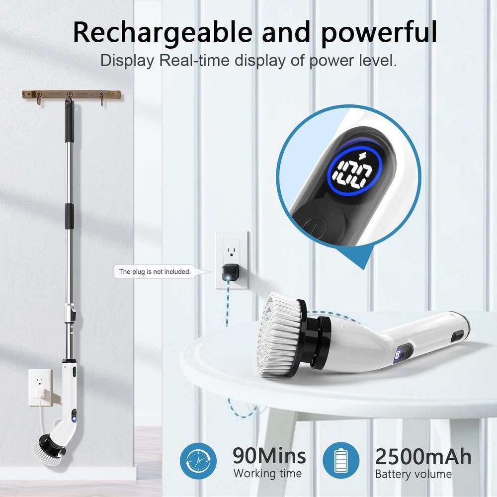 TUYU Spin Scrubber – Effortless Deep Cleaning | Cordless w Extension Handle