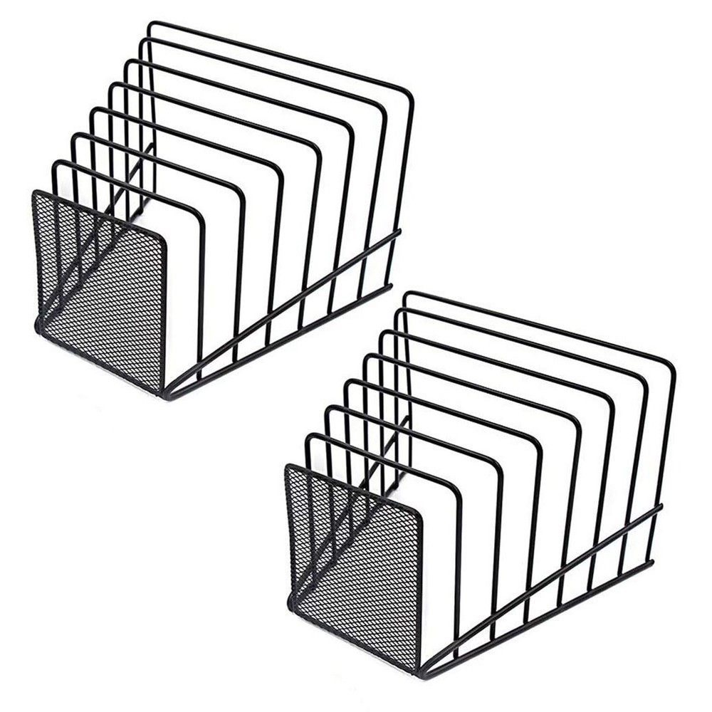 2 Pack Multi Step File Organizer Incline Desktop File Sorter Metal Wire Mesh ...