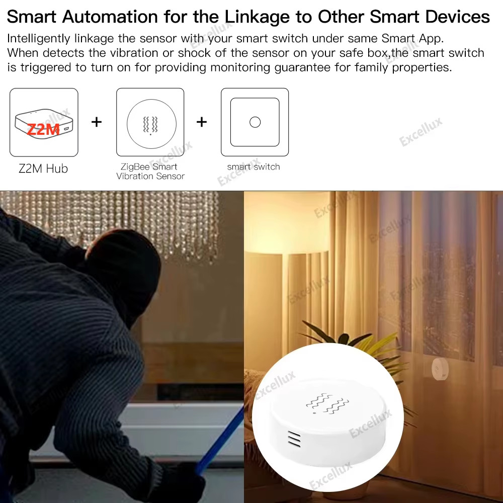 Zigbee 3.0 Smart Vibration Sensor Real Time Motion Shock Alarm History Record On