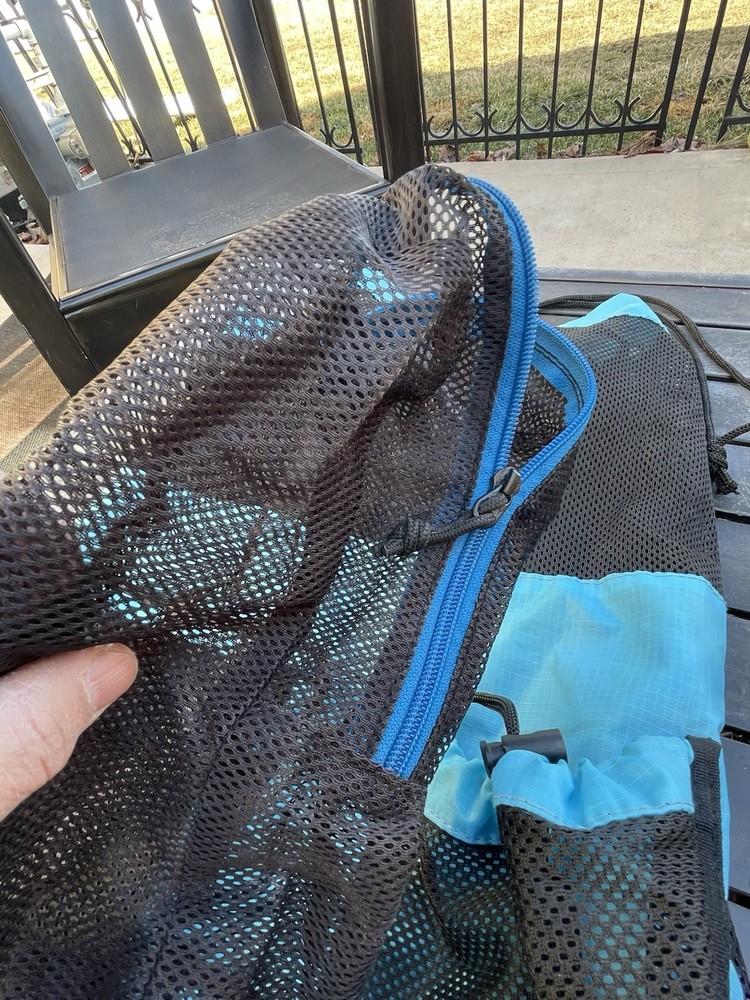 🔥 Large Blue Mesh Drawstring Backpack Rock Climbing Swimming Beach String Bag