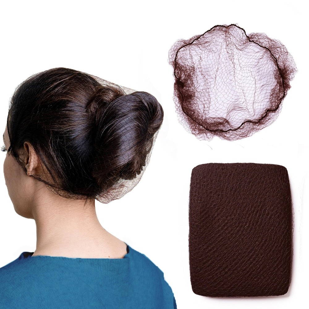 100 Pcs Brown Hair Nets 24 Invisible for Buns, Sleeping, Kitchen Use