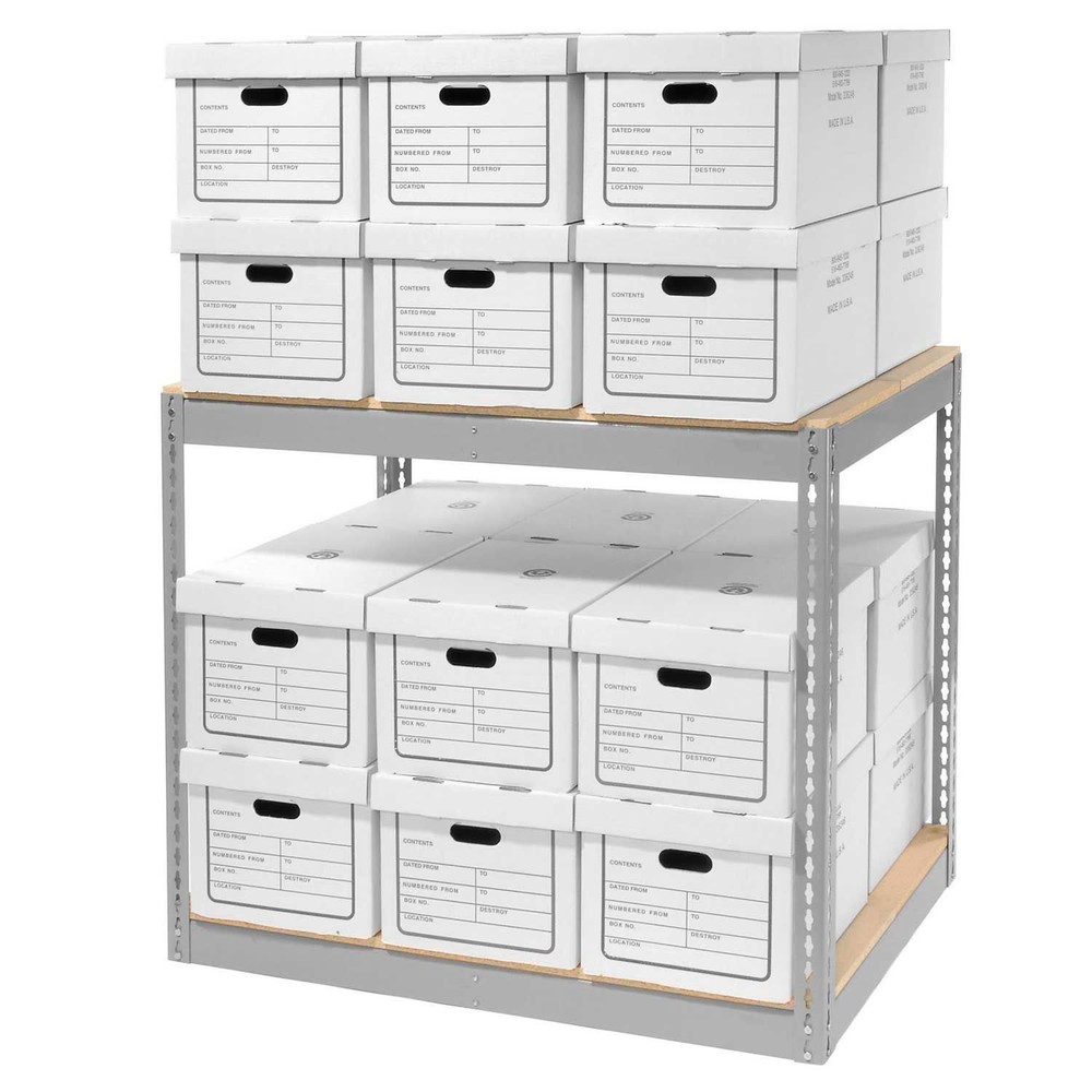 Record Storage Rack With 24 Boxes 42"W x 30"D x 36"H Gray