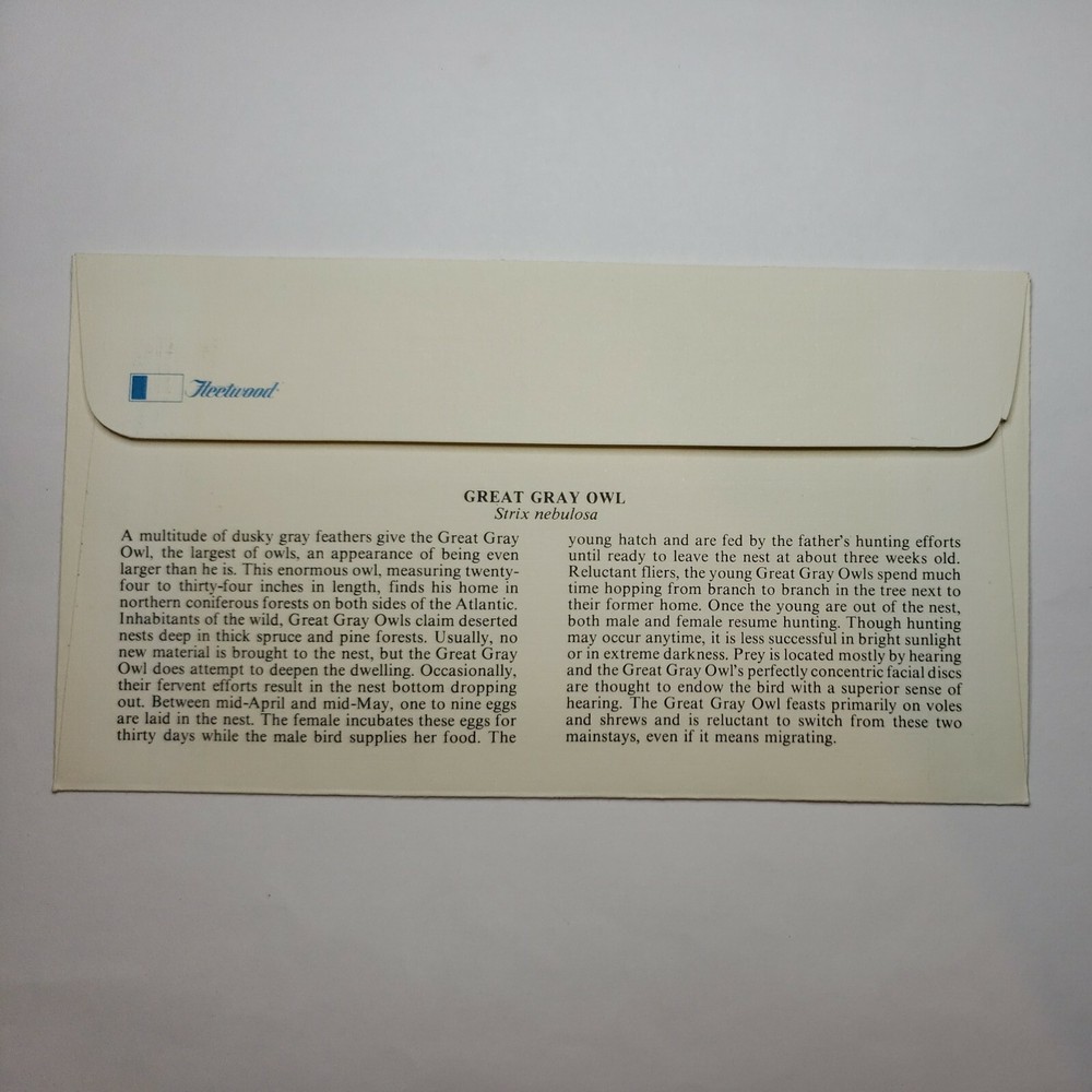 First Day Covers 1978 Great Grey Owl