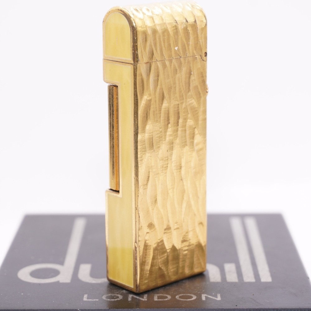 Dunhill Dome Lighter Gold plated with Yellow Lacquer_ Fully Working Condition