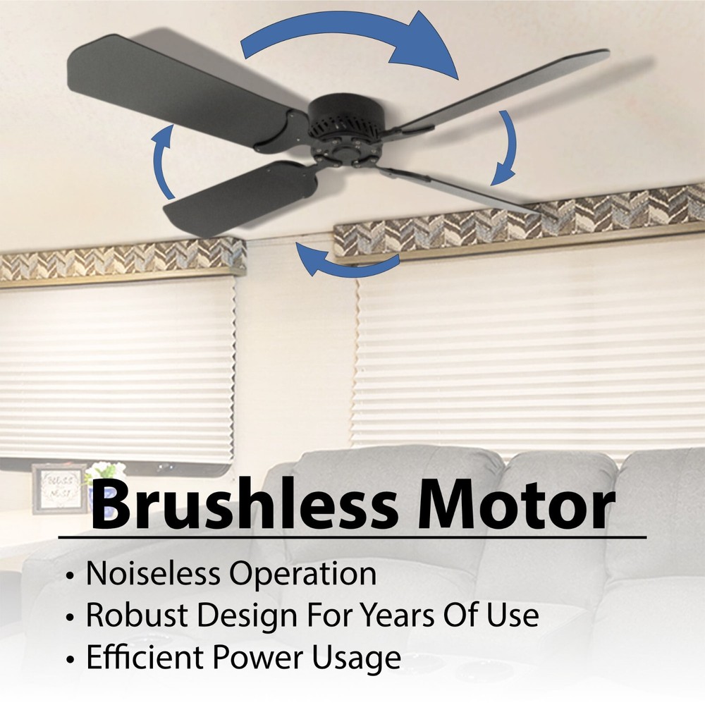 RecPro RV 12V Ceiling Fan | 4-Blade | 4-Speed | Near Silent Operation