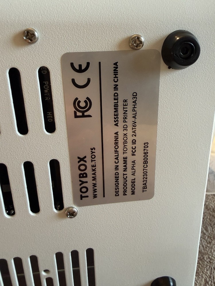 ToyBox 3D Printer 3D Printer ALPHA - White