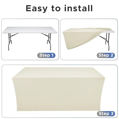 Spandex Fitted Table Clothes Pack - 48 x4 Inch - Rectangle 4FT 2 Beige
