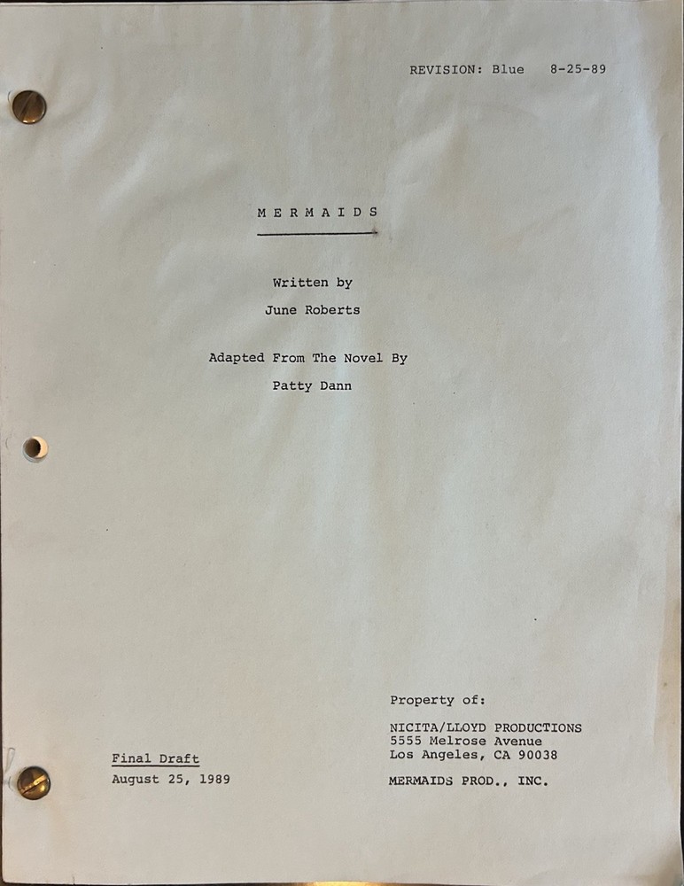 "Mermaids" (Cher) Screenplay Script with Final Edits, Crew Notes