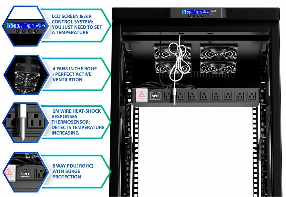 Server Rack 32U Network Cabinet 39" depth Data Server Cabinet - BONUS INCLUDED