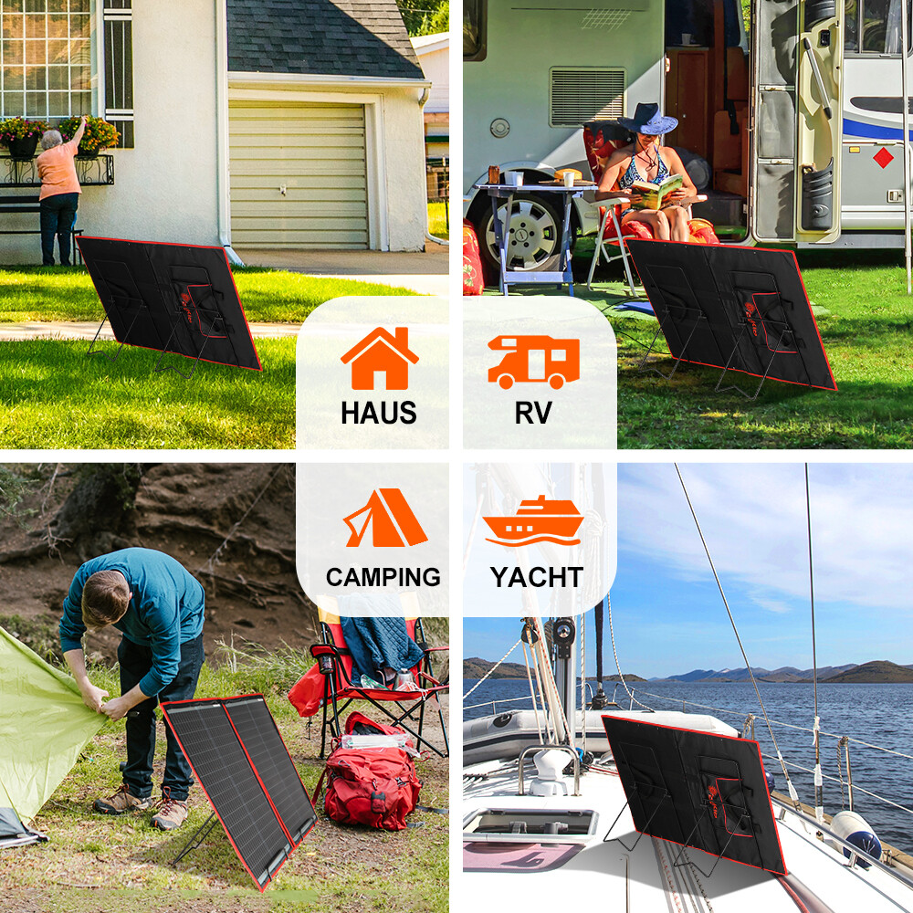 Dokio Portable 200W Solar Panel Kit Foldable Flexible for RV Camping Off Grid