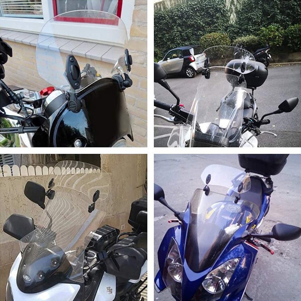 Motorcycle Adjustable Clip On Windshield Extension Spoiler Wind Deflector Clear