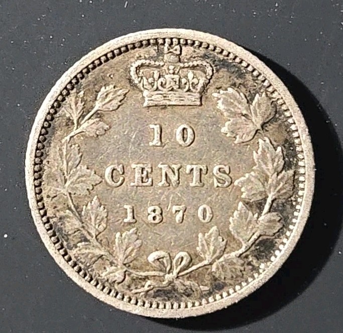 1870 (wide zero) Canada 10 cent silver  - Solid  VF  stk#K988