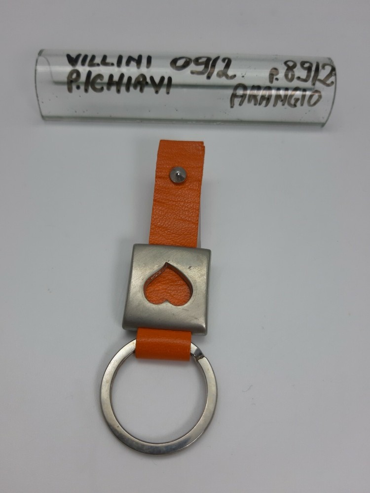 Keychain - Leather/metal - Orange/Chrome - Cod.09/2 - Villini