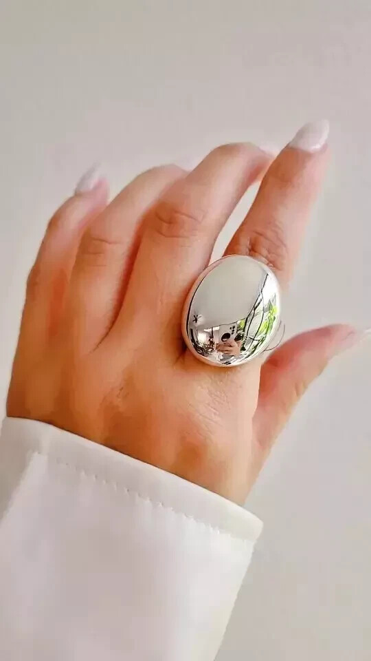 Large Bold Sterling Silver Dome Ring Chunky Electroform Dome Ring Gift For Women