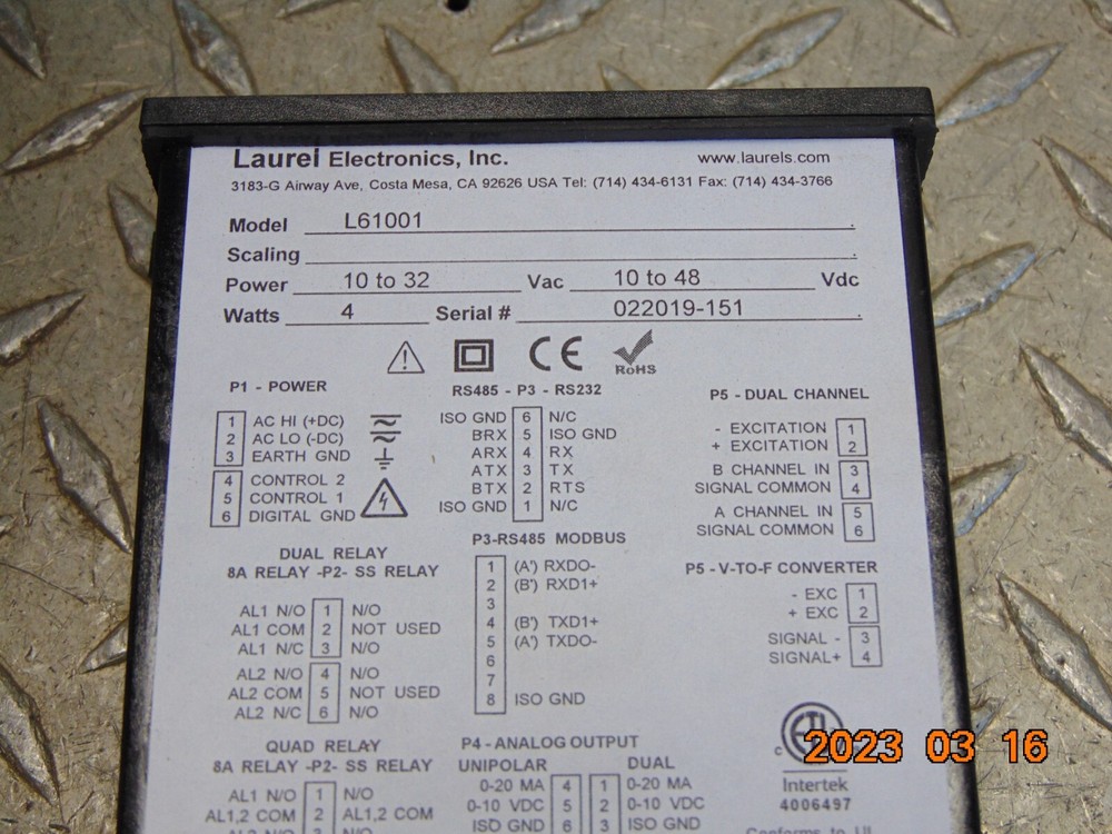 LAUREL ELECTRONICS L61001 DIGITAL PANEL METER w REMOTE DISPLAY & ENCLOSURE