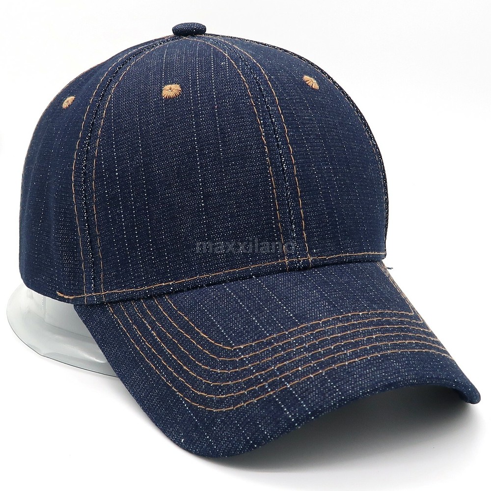Cotton Baseball Caps Adjustable Polo Style Hat Denim Hats Plain Curved Visor Cap