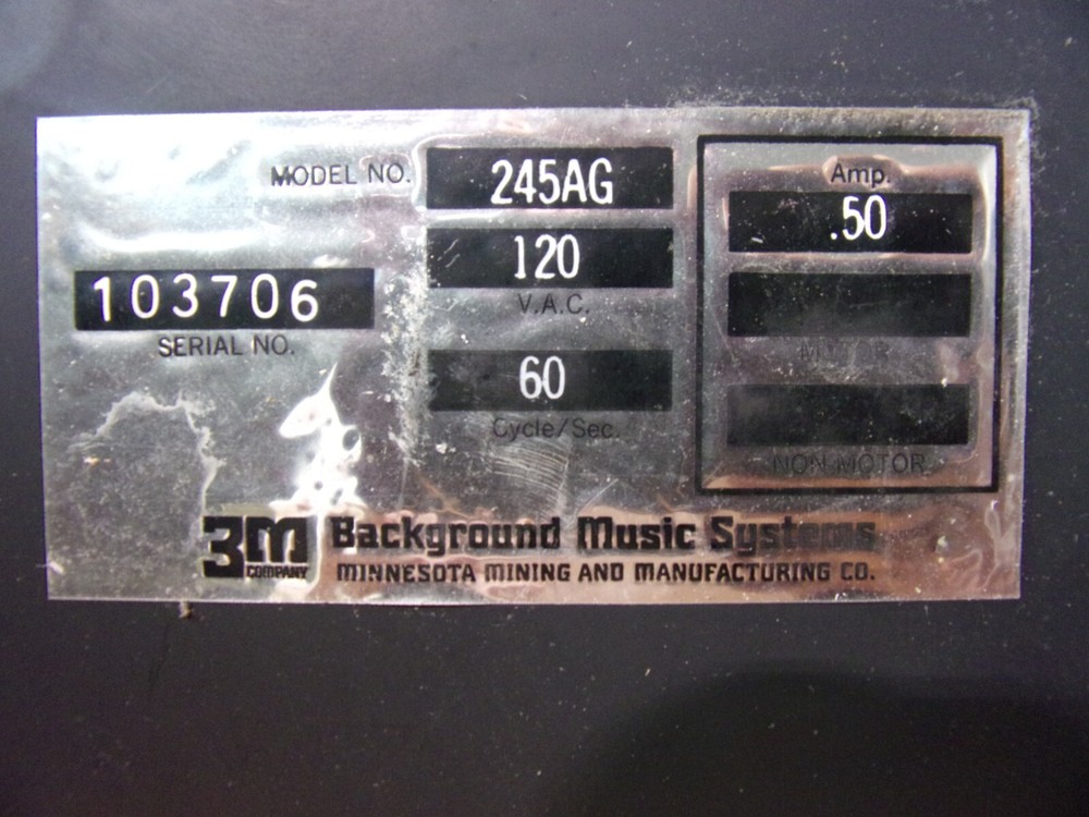 Vintage 3M Model 245BG Background Music Systems door access panel
