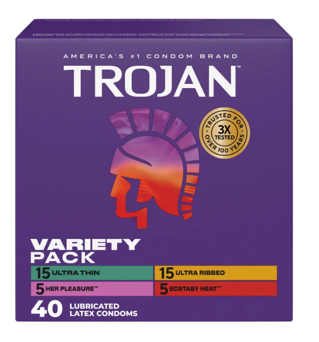 TROJAN Variety Pack, 40 Condoms – Assorted Types