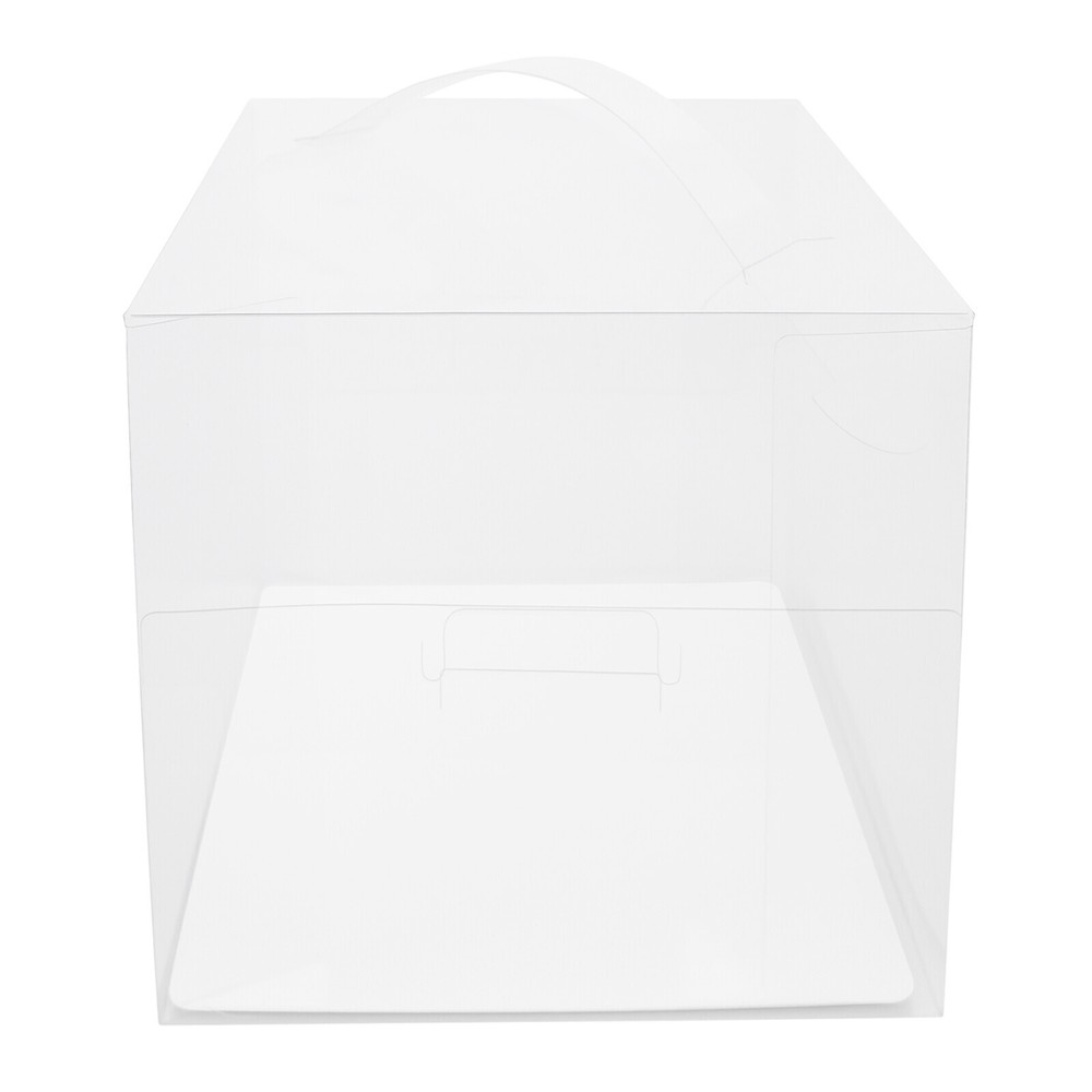 50 Count Clear Cake Boxes Set - Square Design with Sturdy Handle