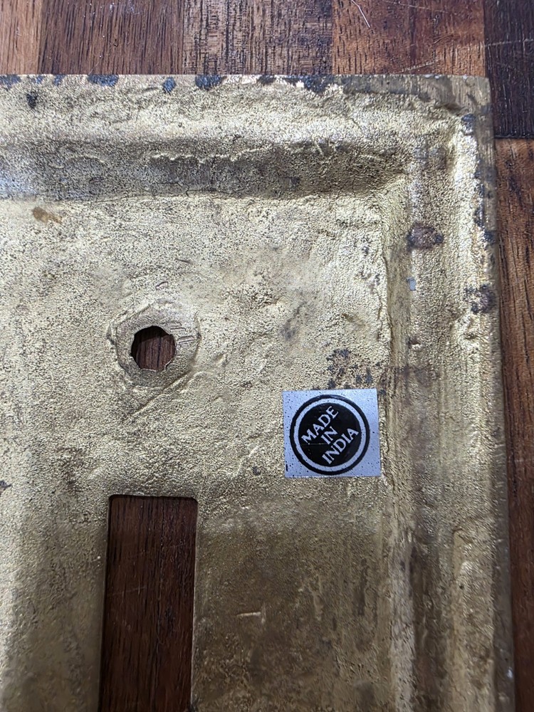 2 Vintage Solid Brass Gold Tone Single Light Switch Plate Cover Rope Pattern