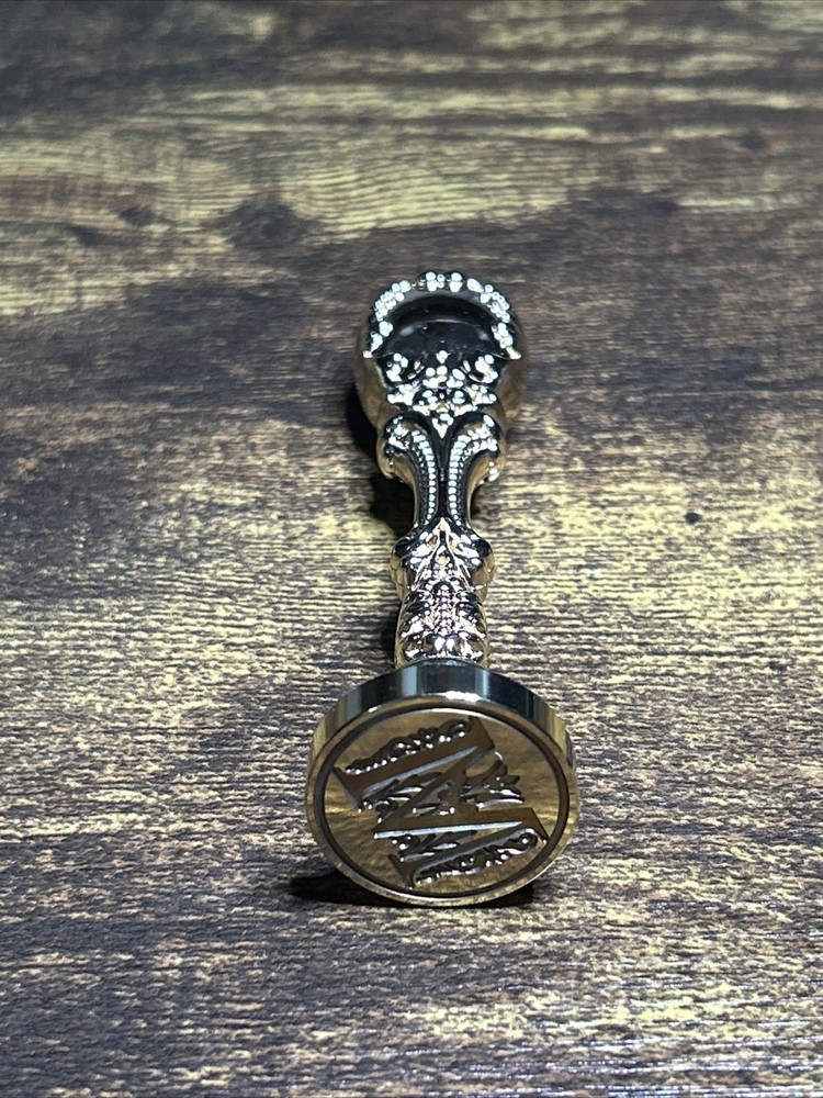 Ornate Wax Seal Stamp – Gold Tone Decorative Handle – Script Design
