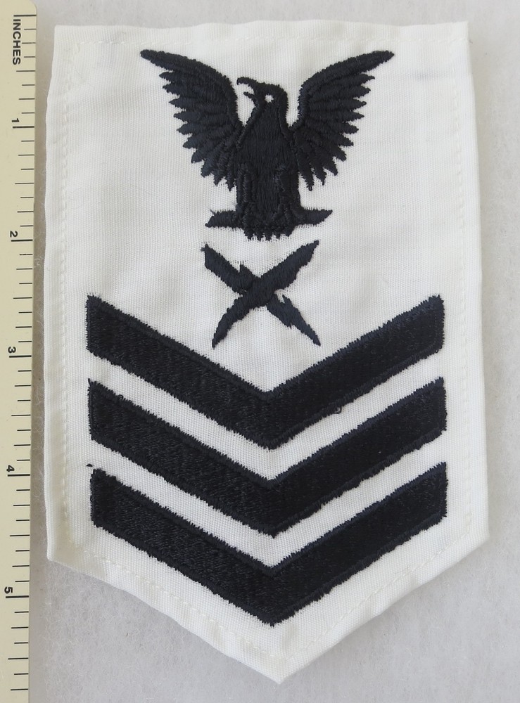 US NAVY CRYPTOLOGIC TECHNICIAN PETTY OFFICER PO RATE PATCH on White ORIGINAL