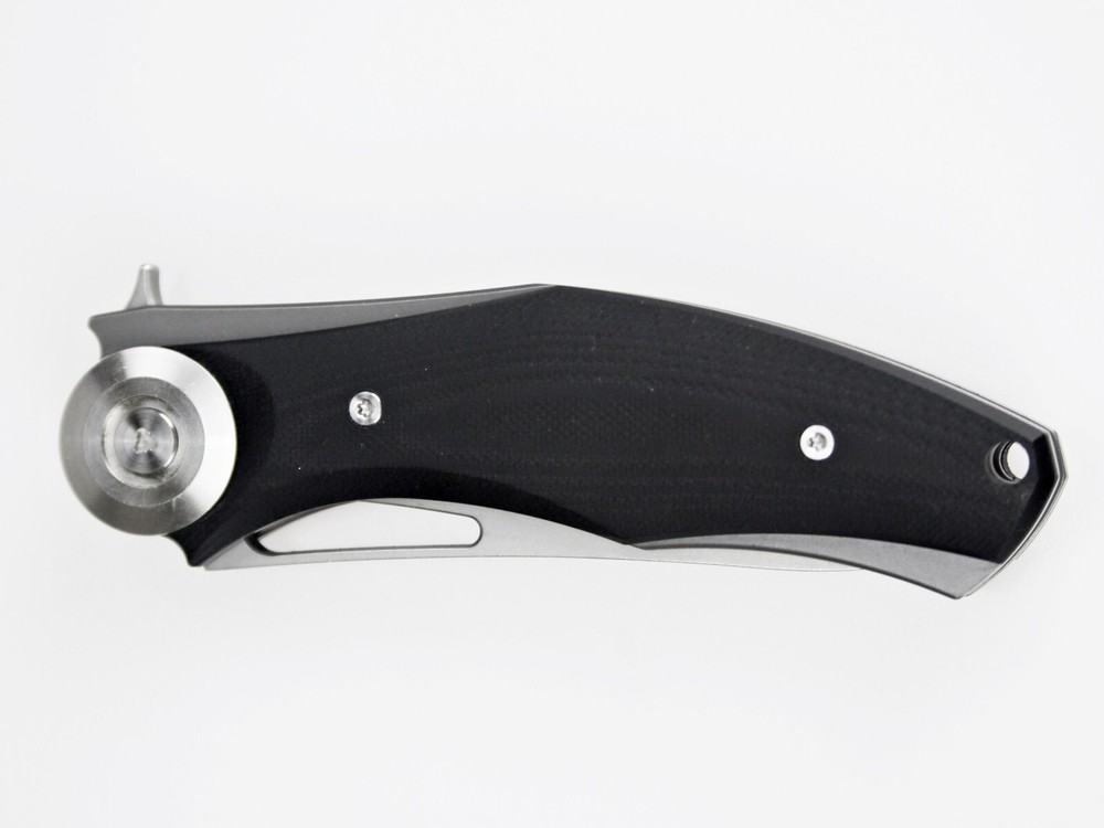 EDC Mini Pocket Knife D2 Blade Black Handle Liner Lock Flipper with Leather Case