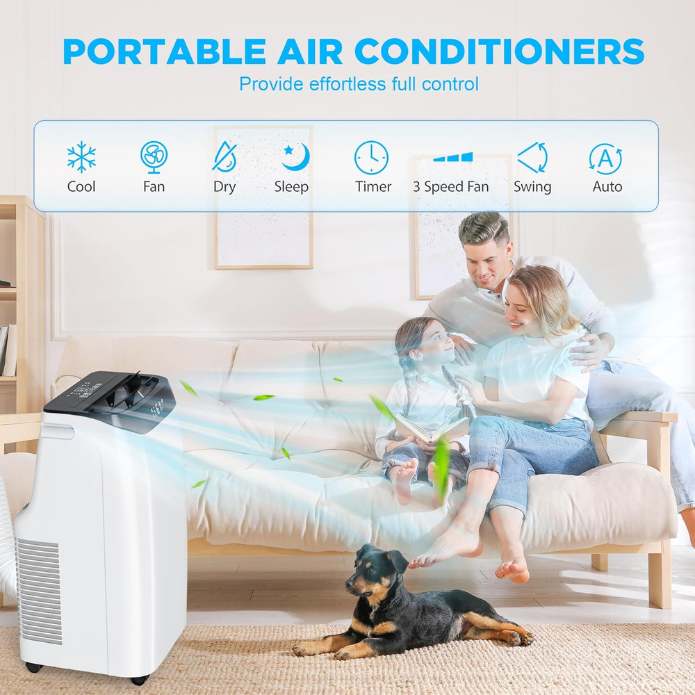 12,000 BTU Portable Air Conditioner Cools up to 500 Sq.Ft, 3-IN-1 Energy Efficie