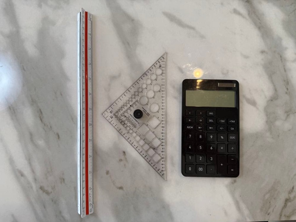 Triangular scale triangular ruler calculator set drafting tools #e15f35