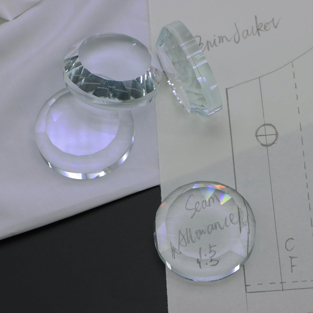 6-Pack Crystal Glass Pattern Weights for Sewing - Fabric Weights for Precision D
