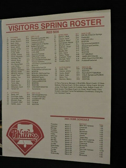 2004 PHILADELPHIA PHILLIES BASEBALL SPRING TRAINING INAUGURAL PROGRAM