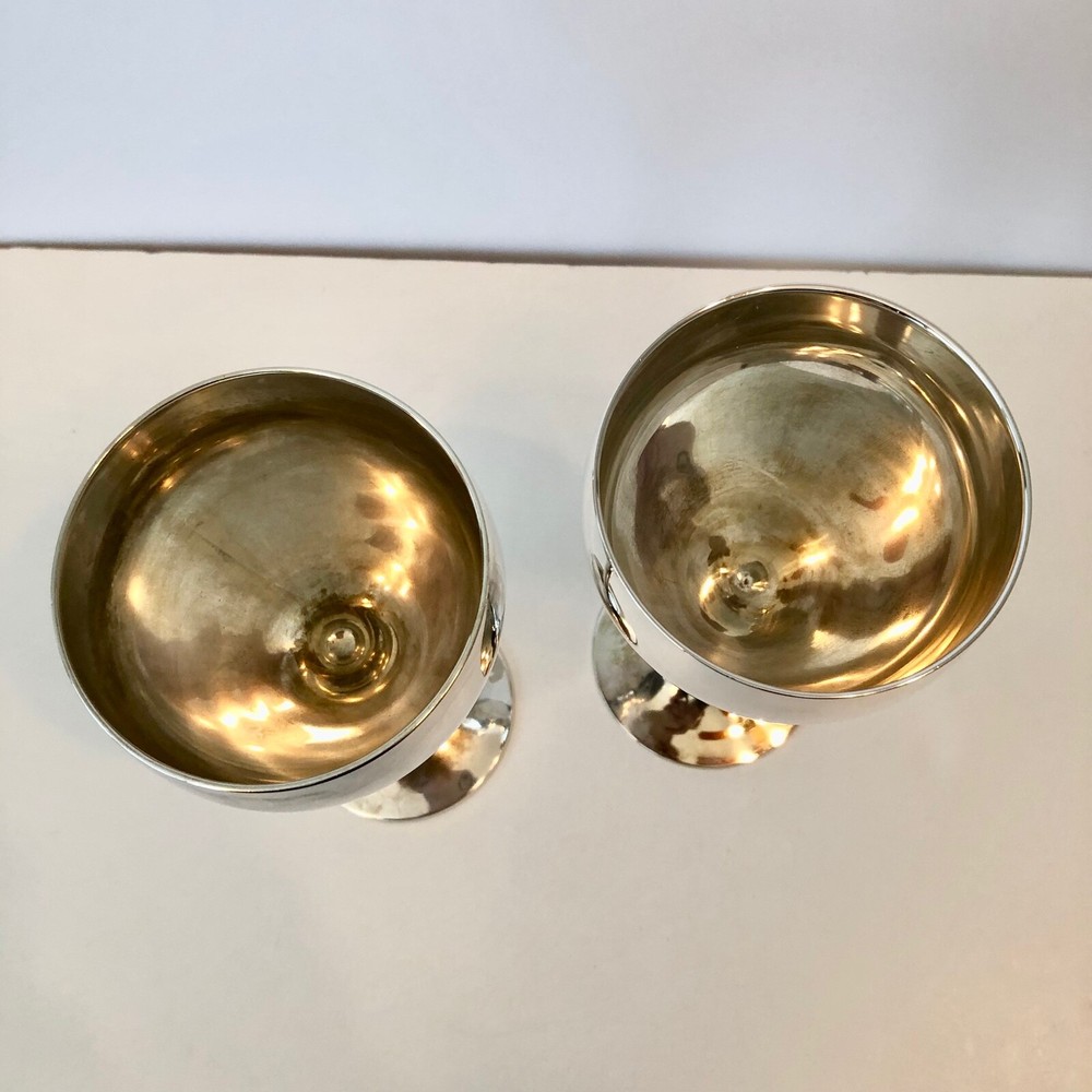 VTG Leonard Silverplate Goblet Chalice Pair Fine Drinkware