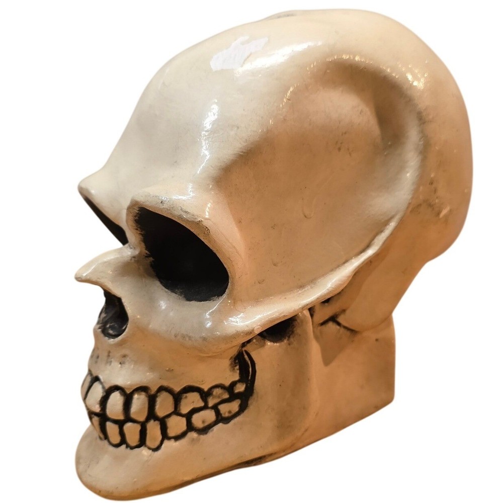Large 9" Ceramic Human Skull from Mexico Decorative Heavy