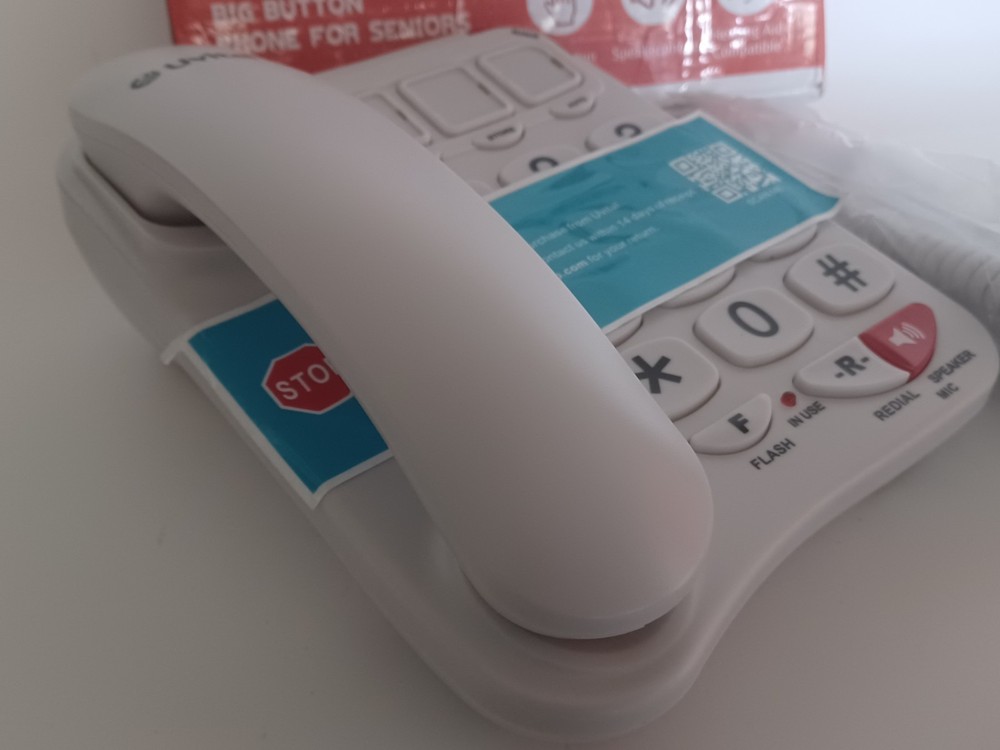 Big Button Phone for Seniors - Simple Basic Telephone for Elderly, White Telepho