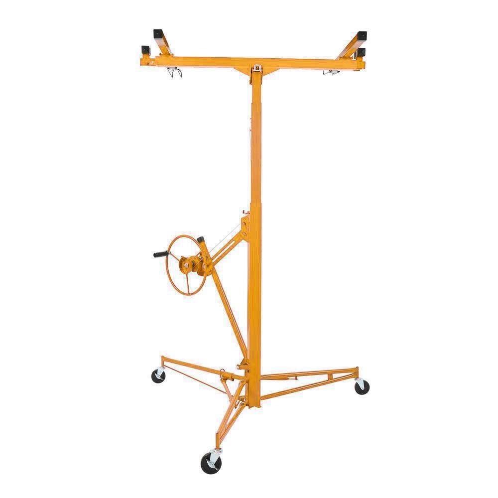 16 Ft Drywall Rolling Lifter Panel Hoist Jack Lifter with Lockable Wheels Yellow