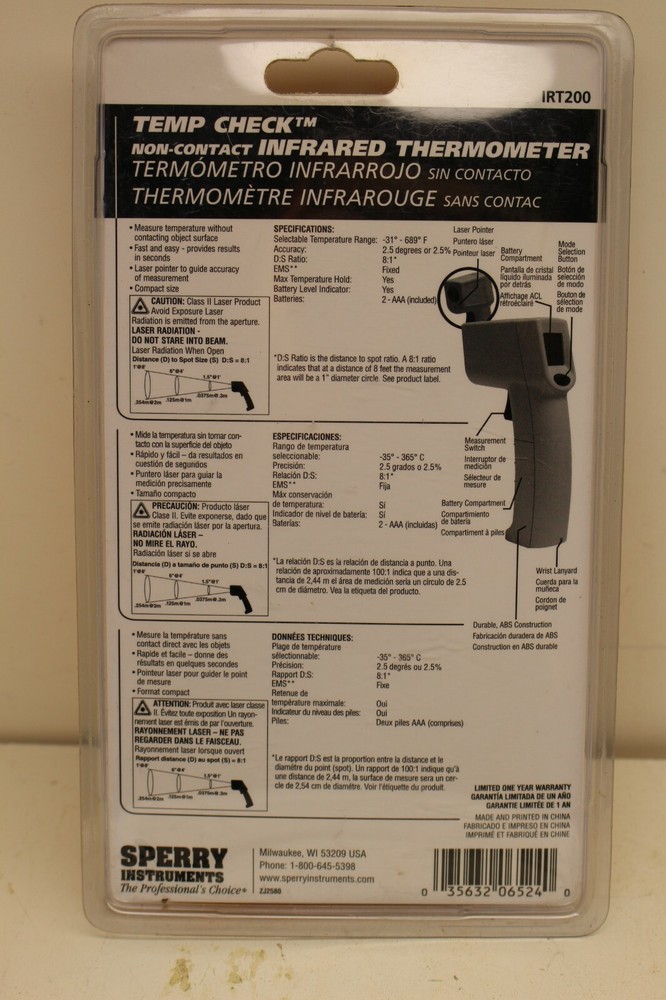 SPERRY INFRARED THERMOMETER IRT200