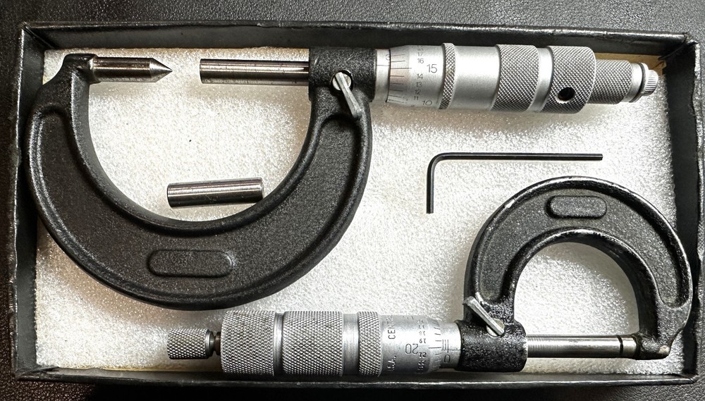 CENTRAL TOOLS 2-Piece Micrometer Set 0-1" & 1-2"" Range I-Beam Frame USA