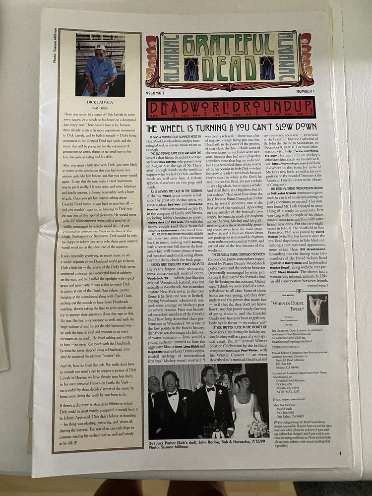 Grateful Dead Almanac Lot Of 9 Issues