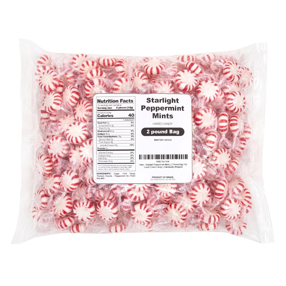 Starlight Peppermint Mints | 2 Pound Bag - Approx. 150 Count | Old Fashioned ...